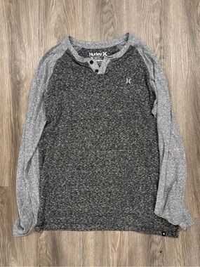 Hurley Gray Heathered Long-Sleeve Henley Shirt